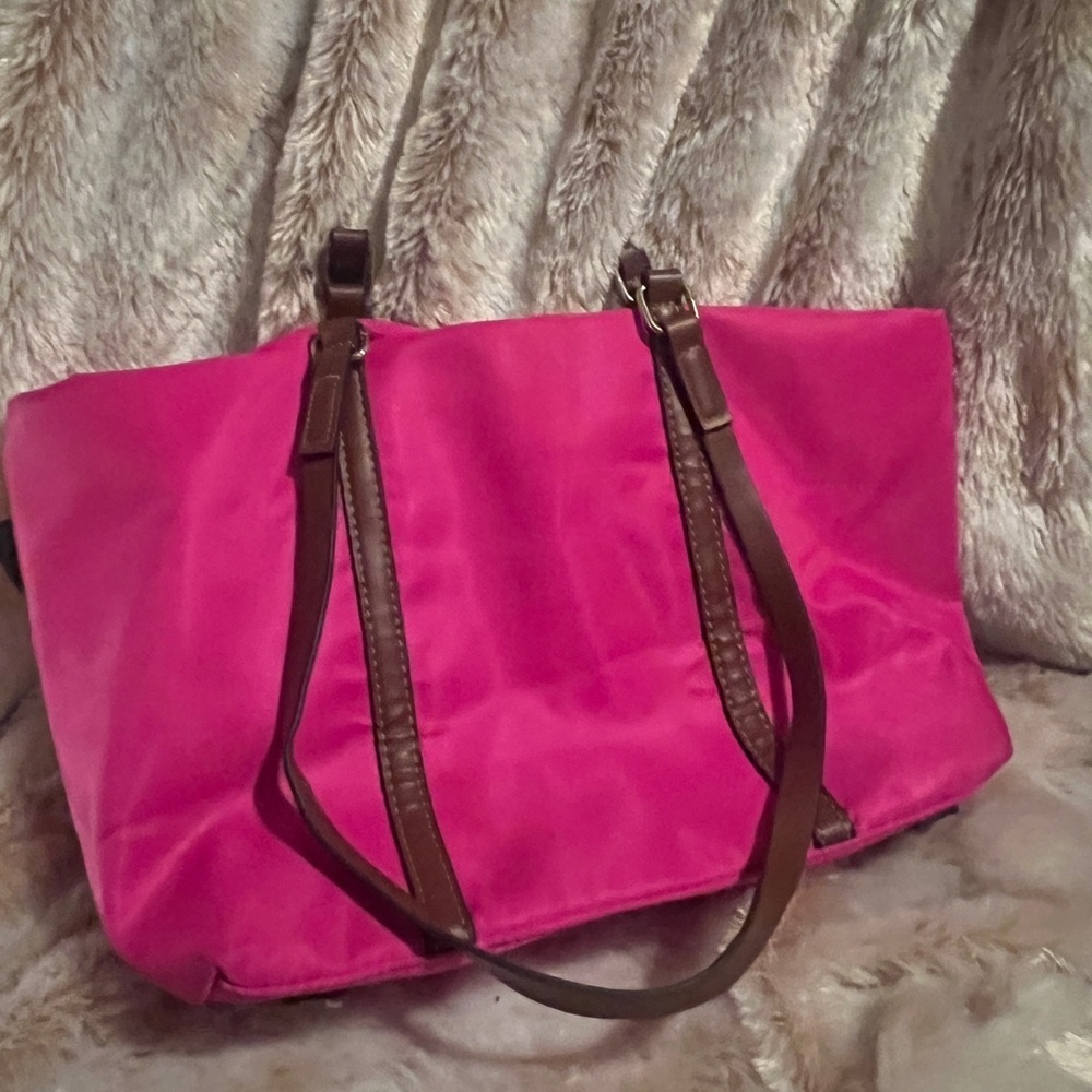 Dooney & Bourke Fuchsia Tote with Chocolate Straps - Picture 6 of 6